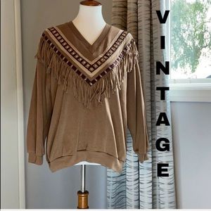 Vintage boho fringe sweater